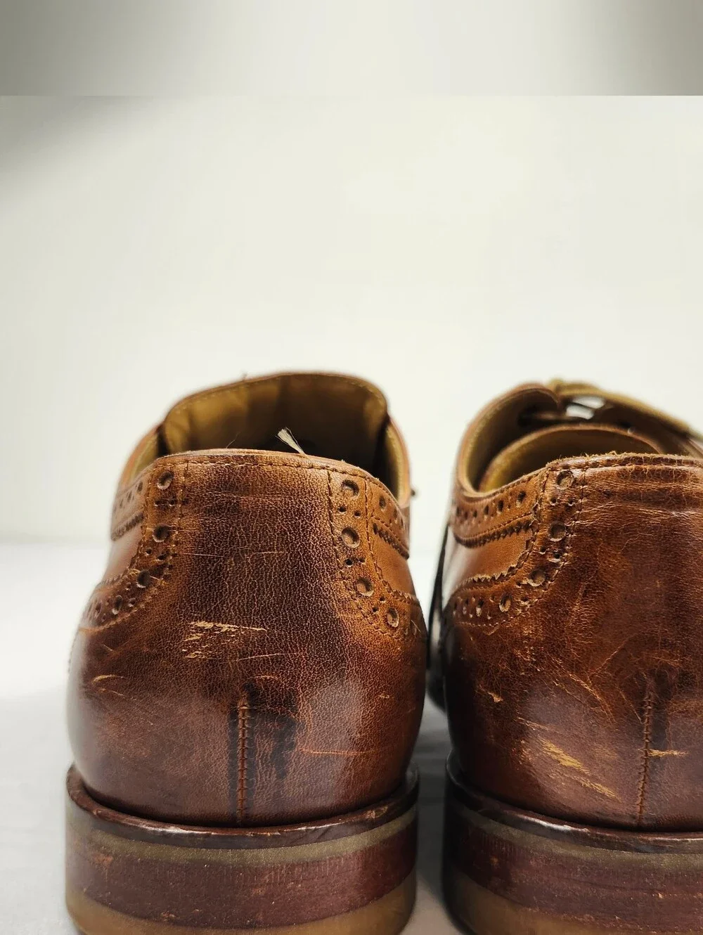 Cole Haan Mens 10.5 M Tan/Brown Leather Brogue Oxfords Wing Tips Shoes